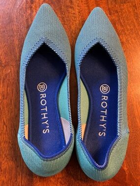 Rothy's The Point Flats in Aquamarine Blue Green Rare Retired EUC Size 7.5
